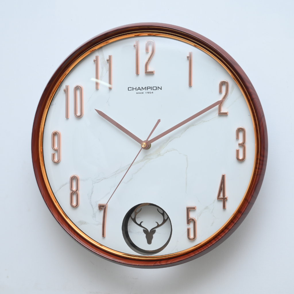 Champion Round Non Ticking Deer Pendulum Wall Clock – Amms Watches