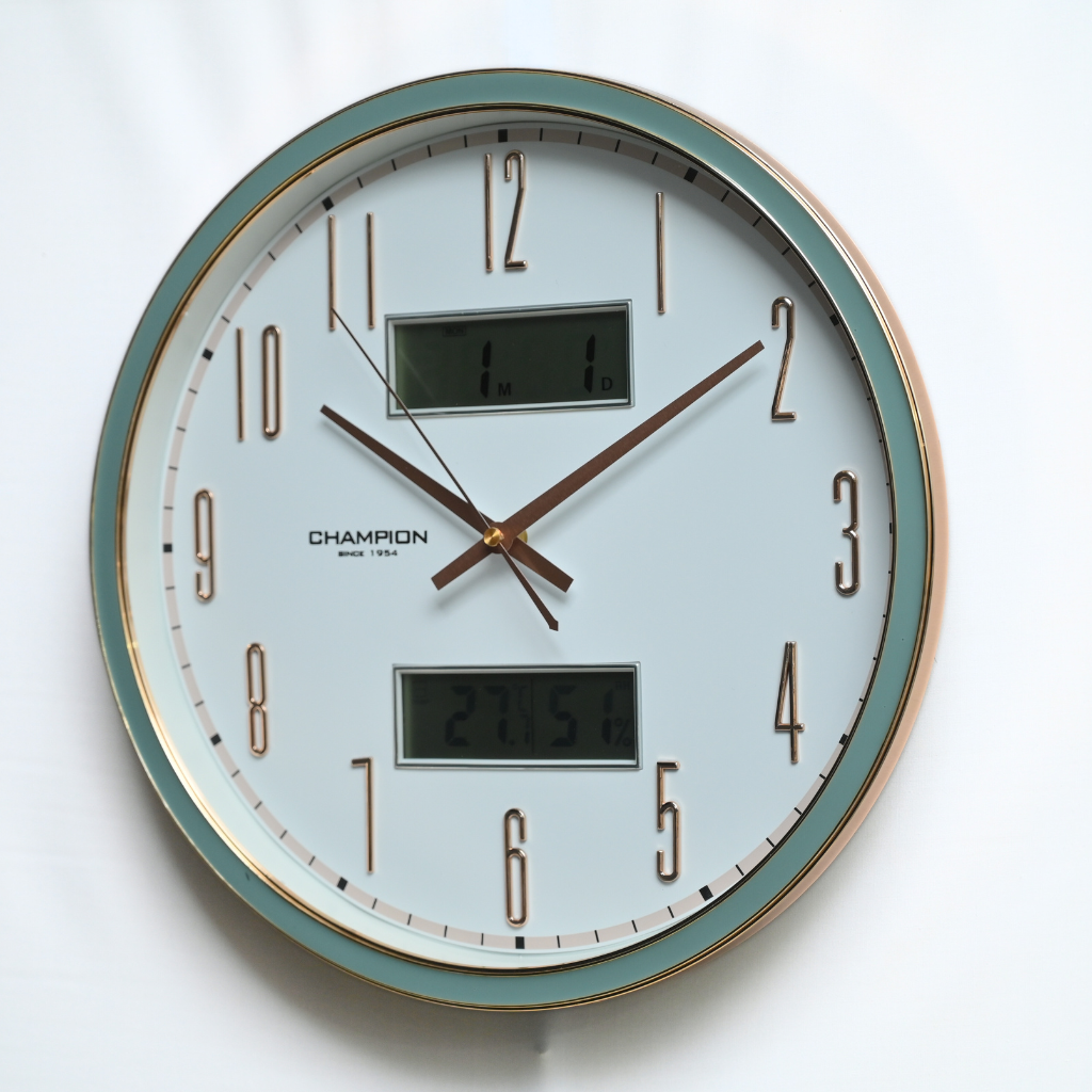 Champion Non ticking Round LCD Wall Clock Amms Watches and Clocks