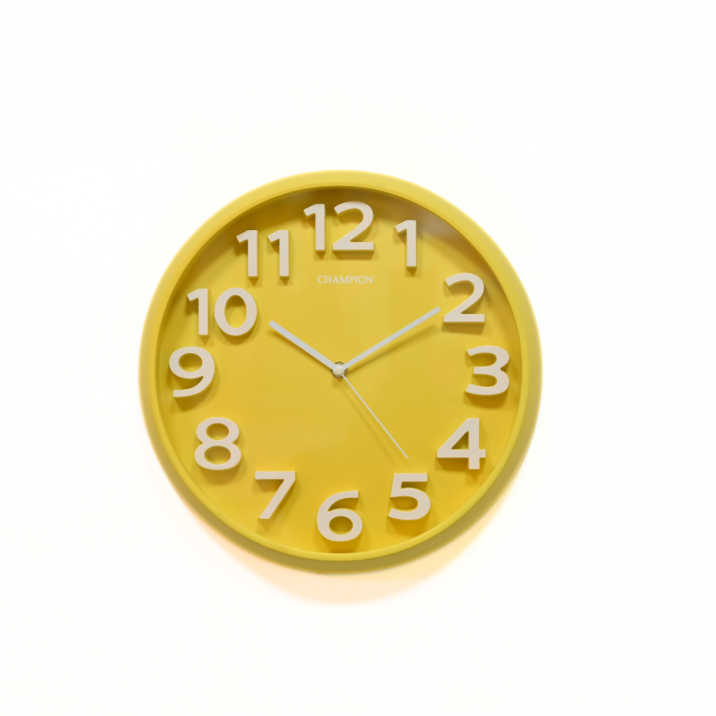 Champion Yellow Office Look Bold Figure Wall clock