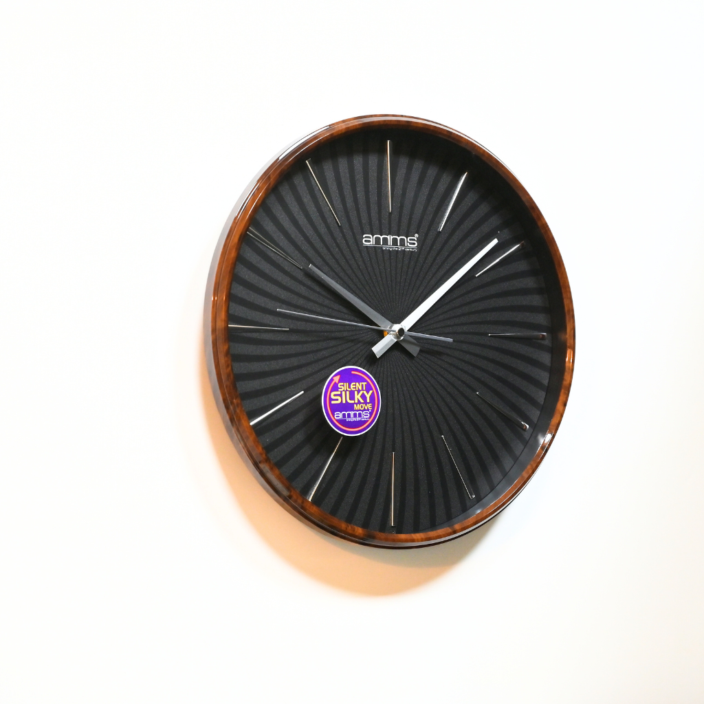 Amms Non Ticking Stylish Black Wall clock