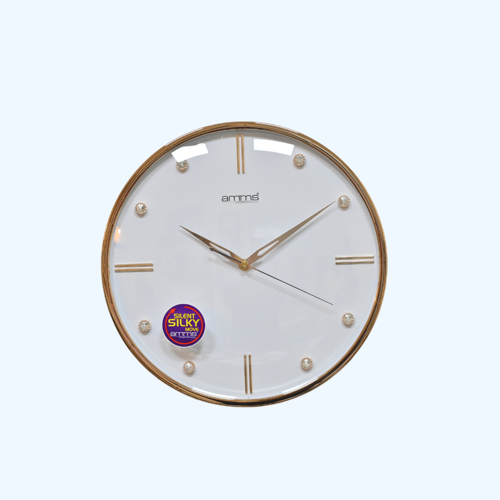 Amms Non Ticking stylish Curved Glass Wall clock