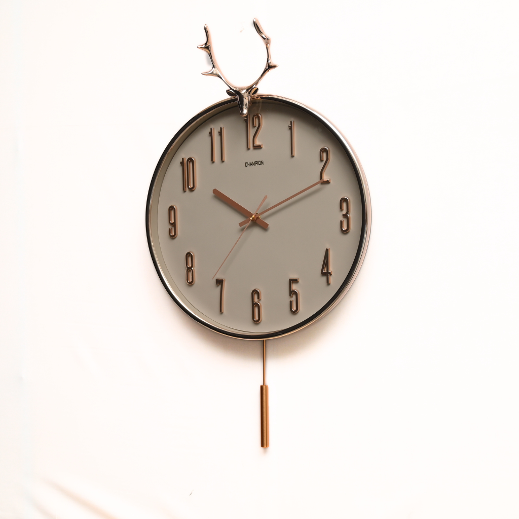 Champion Pendulum Deer Horns Wall Clock
