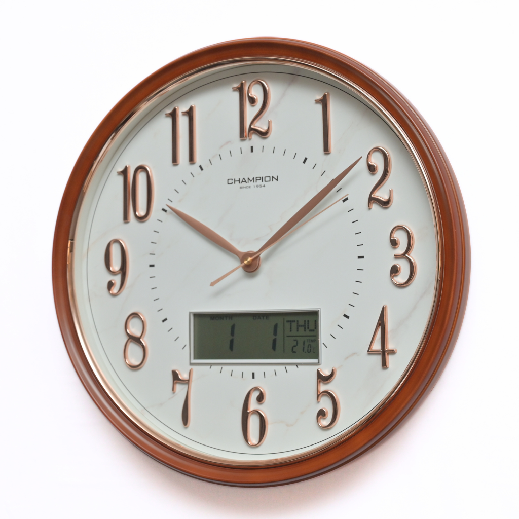 Champion Non Ticking Wall Clock With LCD