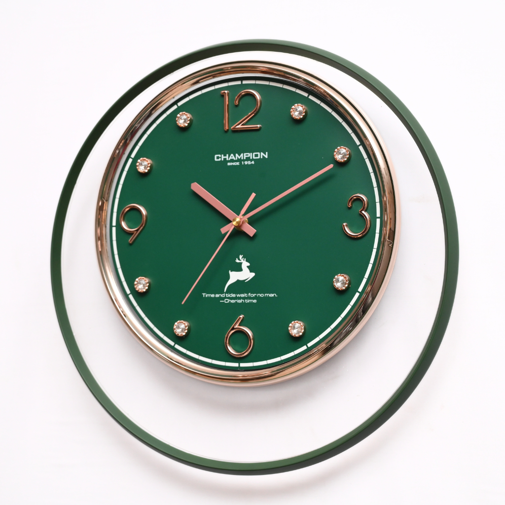 Champion Fancy Green Non Ticking Wall Clock