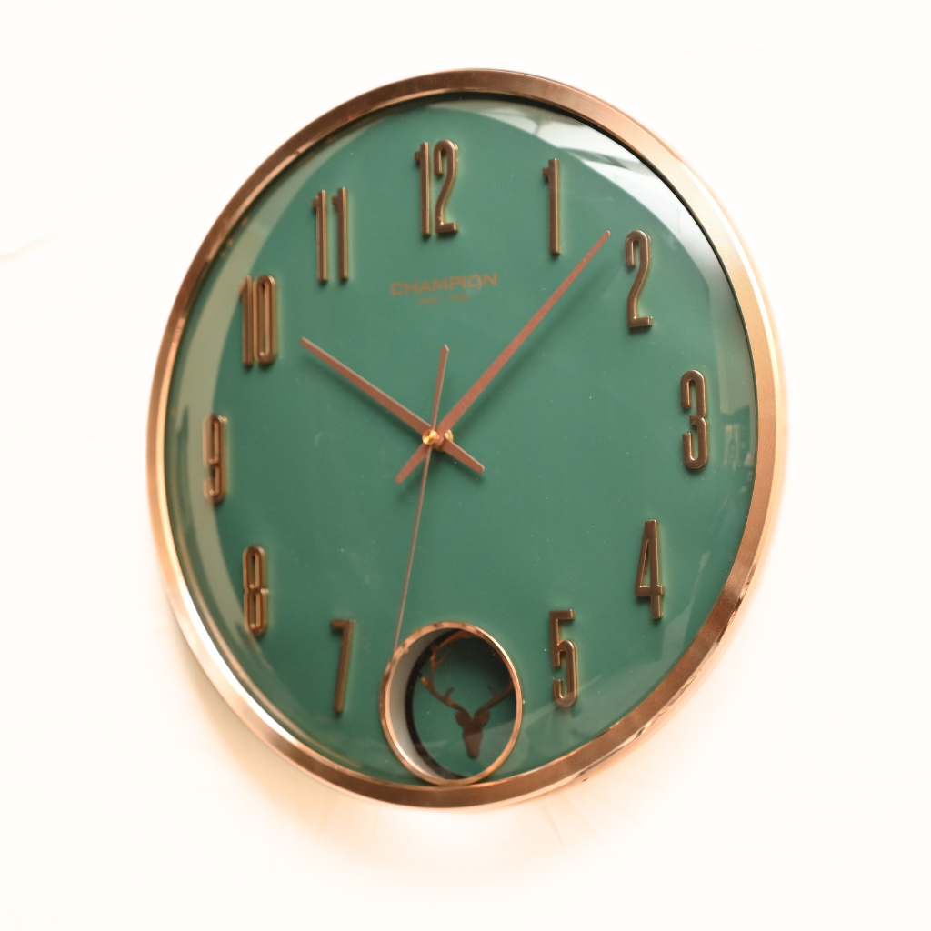 Champion Curved Glass Pendulum Wall Clock