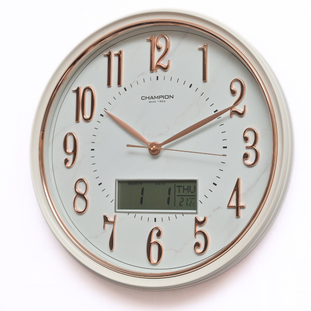 Champion Non Ticking Wall Clock With LCD