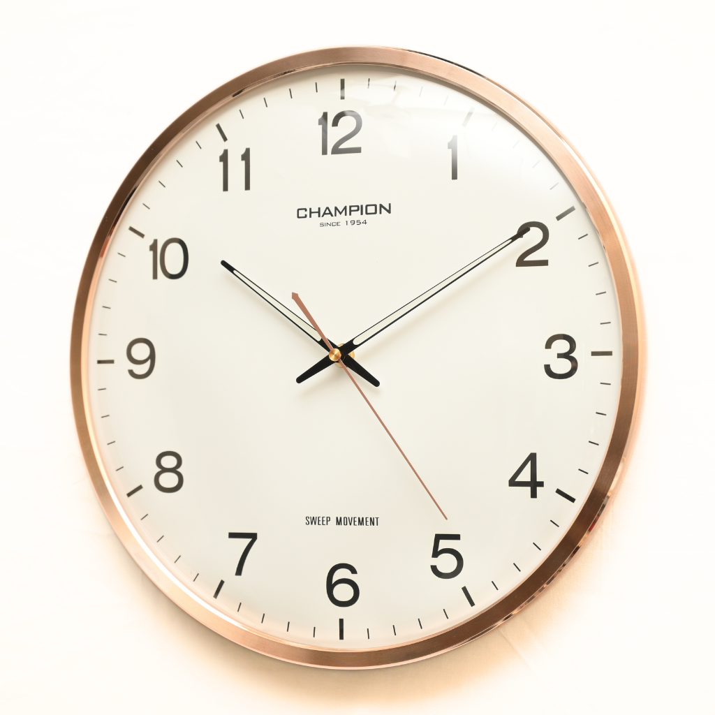 Champion Curved Glass Golden Frame Wall Clock