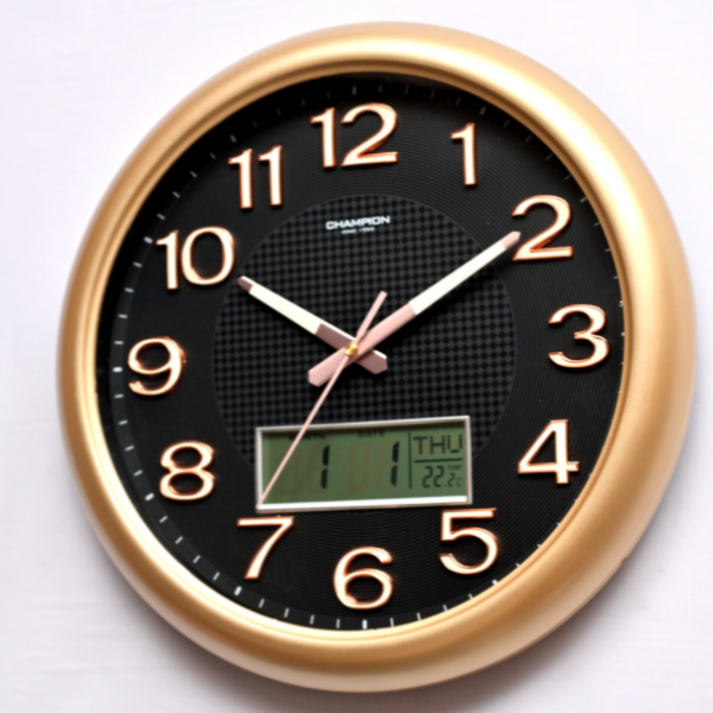 Champion Wall Clock With LCD and Luminous Dial