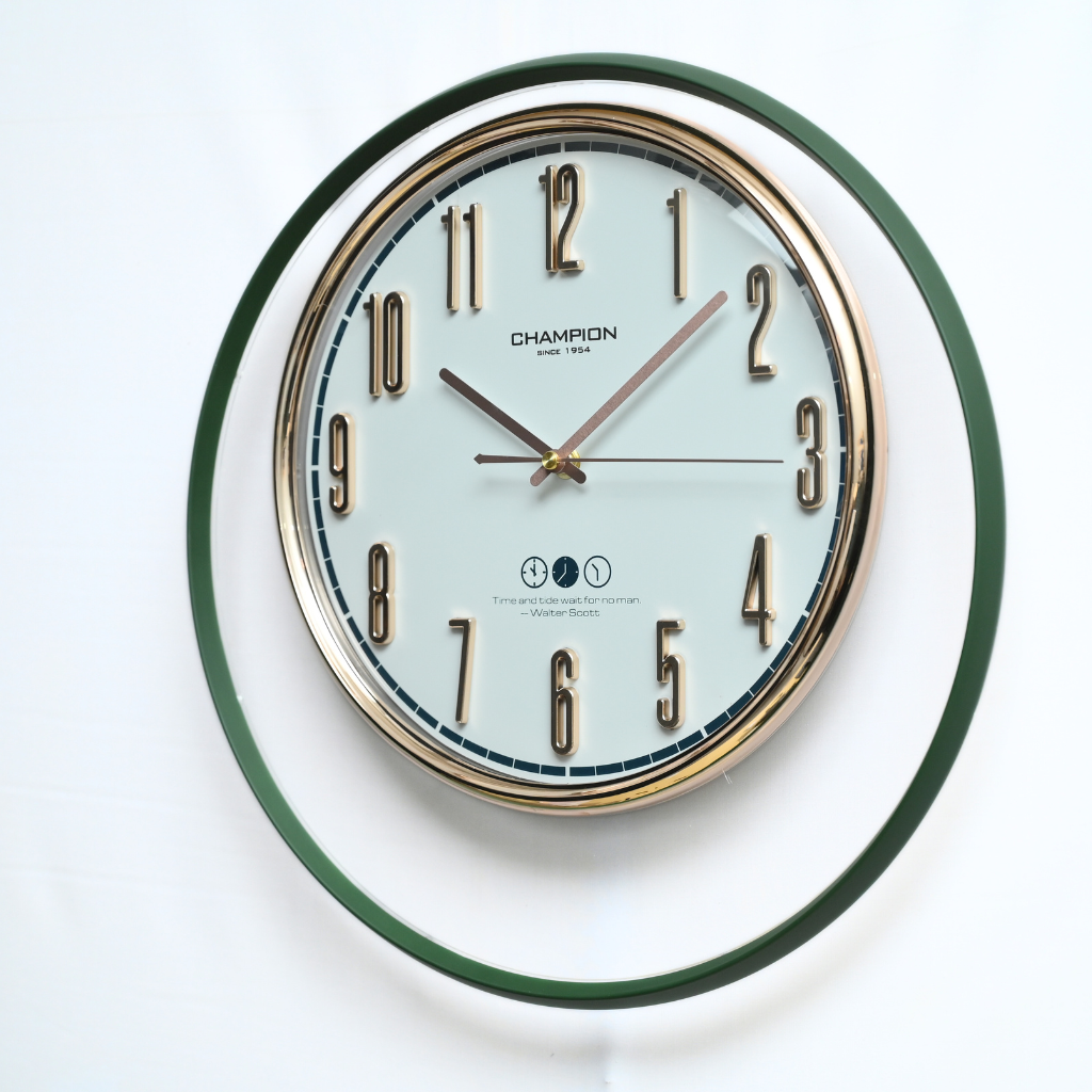 Champion Fancy Green Ring Non Ticking Wall Clock