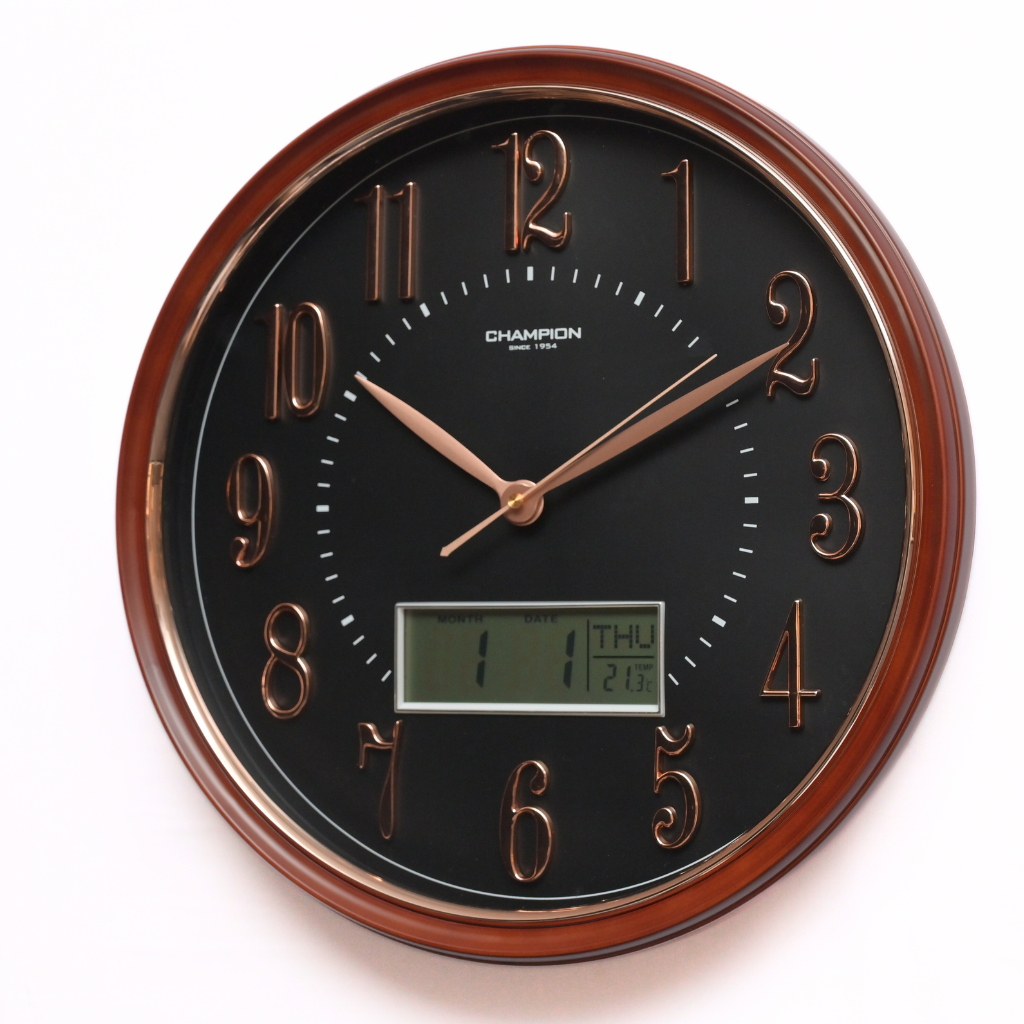 Champion Non Ticking Wall Clock With LCD