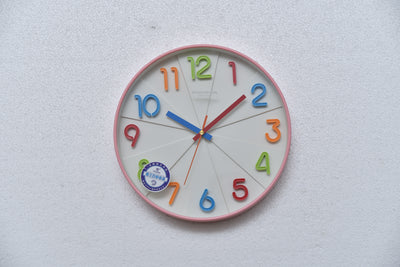 Champion Silent Colorful Kids Wall Clock Non Ticking with Pink  frame