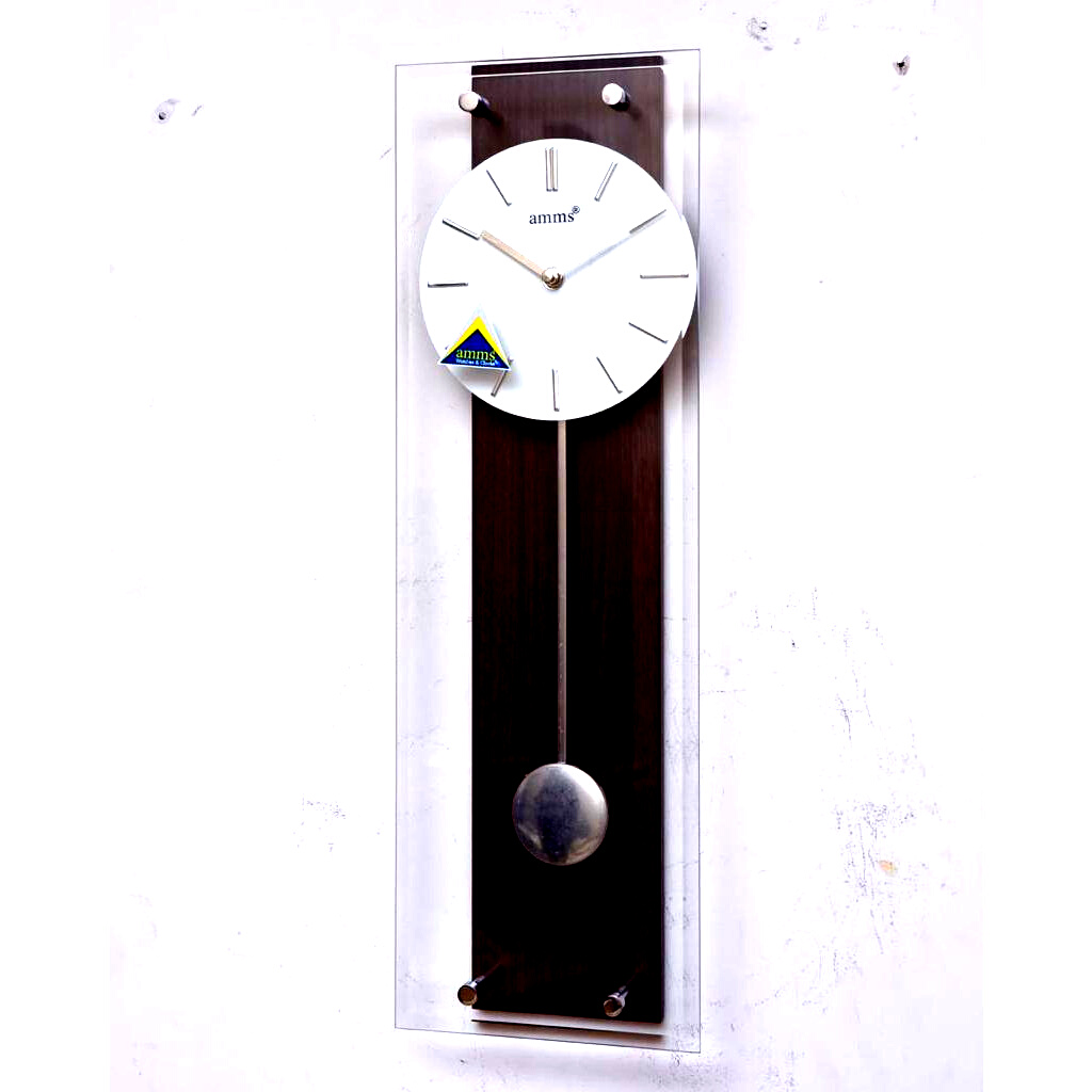 Amms Non ticking Pendulum Wall Clock With Wooden back frame and glass in front