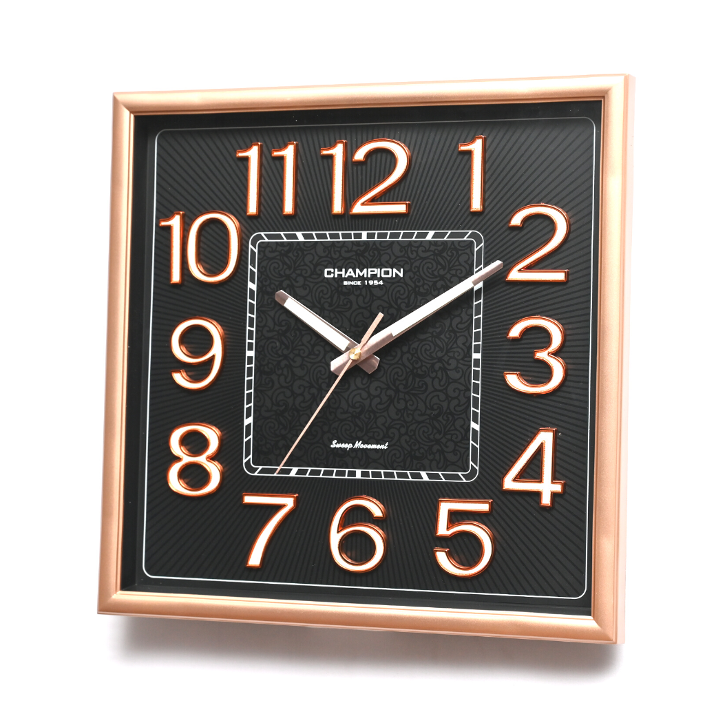 Champion Basic Wall Clock Square Shape and Luminous Black Dial